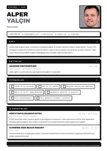 Cankurtaran CV Örnekleri cv indir